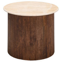 COUCHTISCH Mangoholz vollmassiv 60/60/45 cm rund Dunkelbraun, Beige  - Dunkelbraun/Beige, Design, Holz/Stein (60/60/45cm) - Livetastic