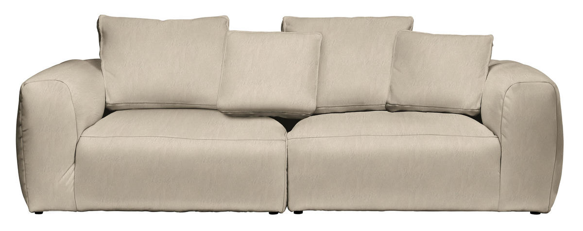 BIGSOFA Samt Taupe  - Taupe/Schwarz, Modern, Kunststoff/Textil (260/70/122cm) - Carryhome