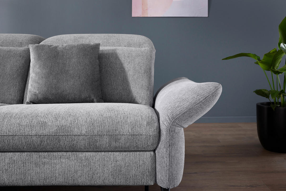 WOHNLANDSCHAFT in Flachgewebe Grau  - Schwarz/Grau, Design, Textil/Metall (299/233cm) - Dieter Knoll