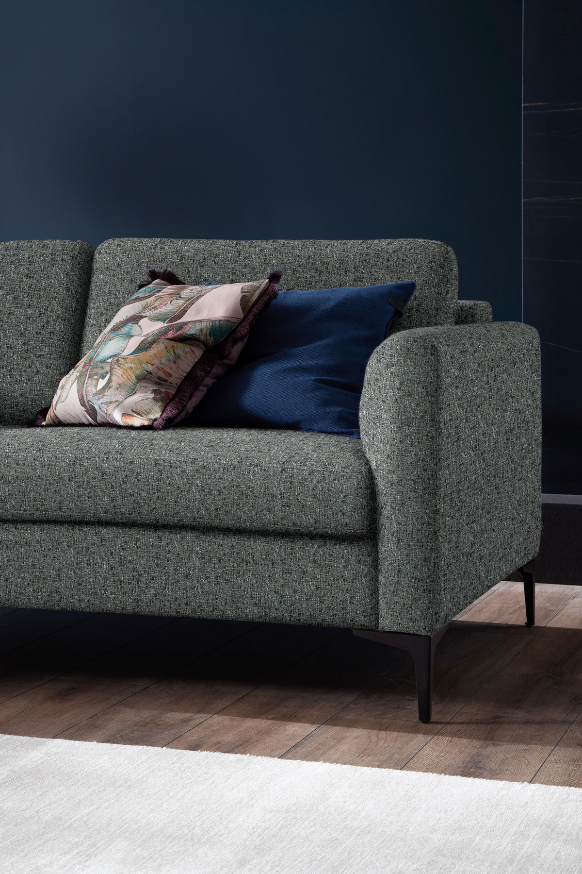 ECKSOFA in Flachgewebe Anthrazit  195/310 cm  - Anthrazit/Schwarz, Design, Textil/Metall (195/310cm) - Schöner Wohnen