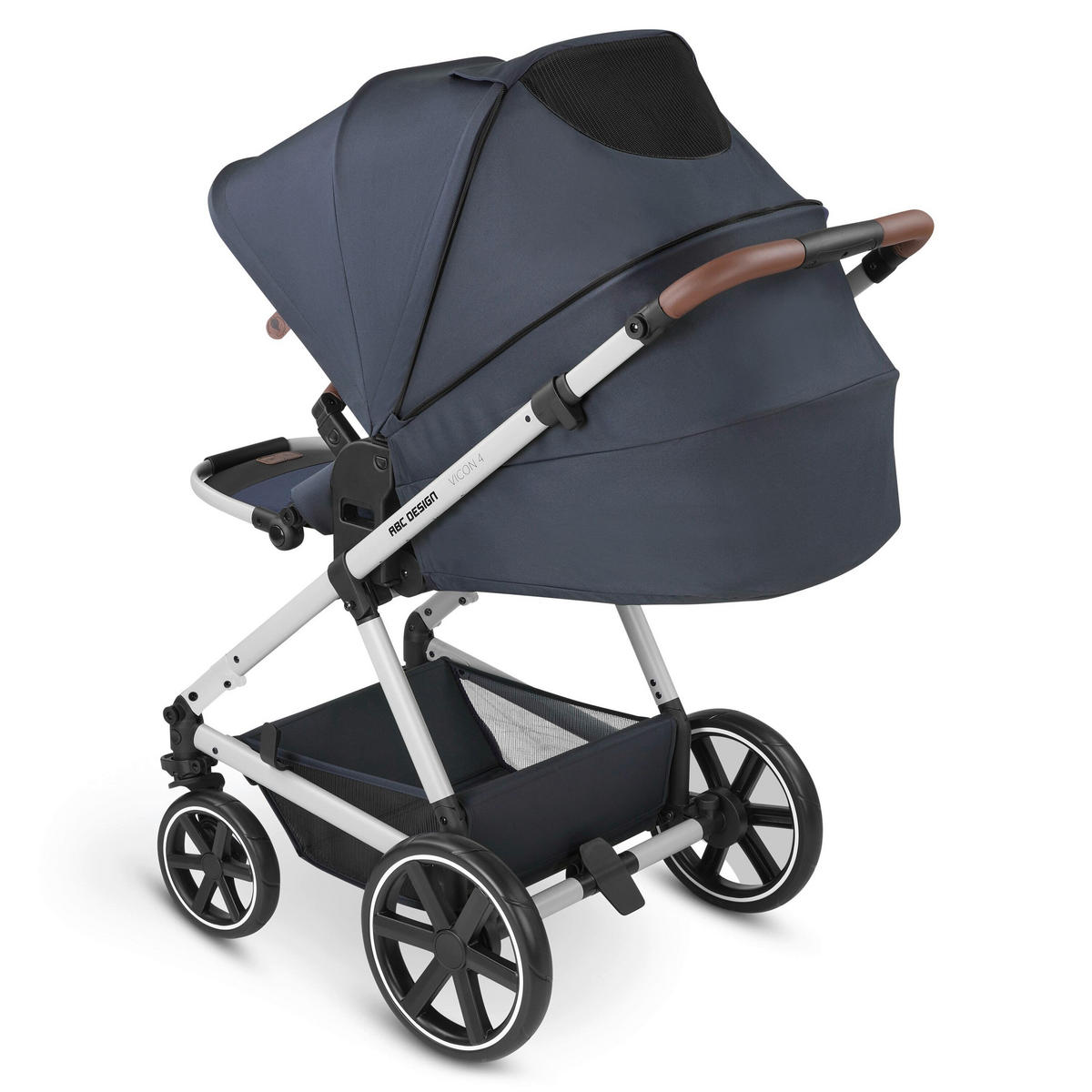 KINDERWAGENSET  Vicon 4  Lake  - Silberfarben/Dunkelblau, Basics, Textil/Metall (91/61/110cm) - ABC Design