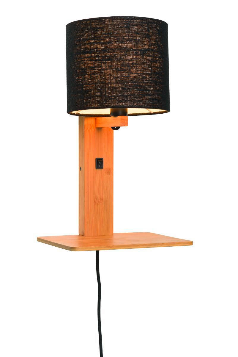 VÄGGLAMPA GOOD&MOJO  19/24/36 cm   - svart/naturfärgad, Trend, trä/textil (19/24/36cm) - Good & Mojo