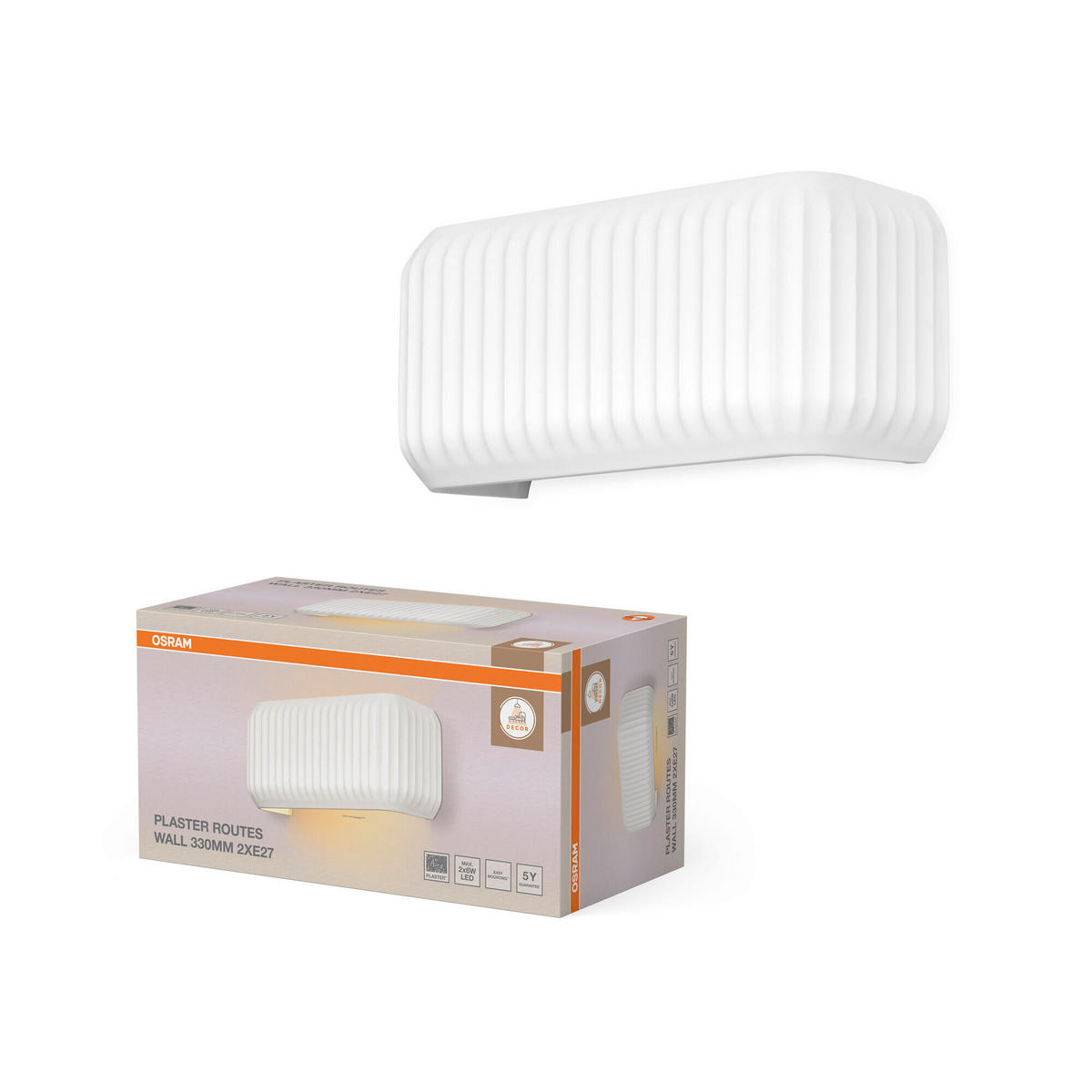 WANDLEUCHTE 33/11/15 cm   - Weiß, Basics, Stein (33/11/15cm) - Osram