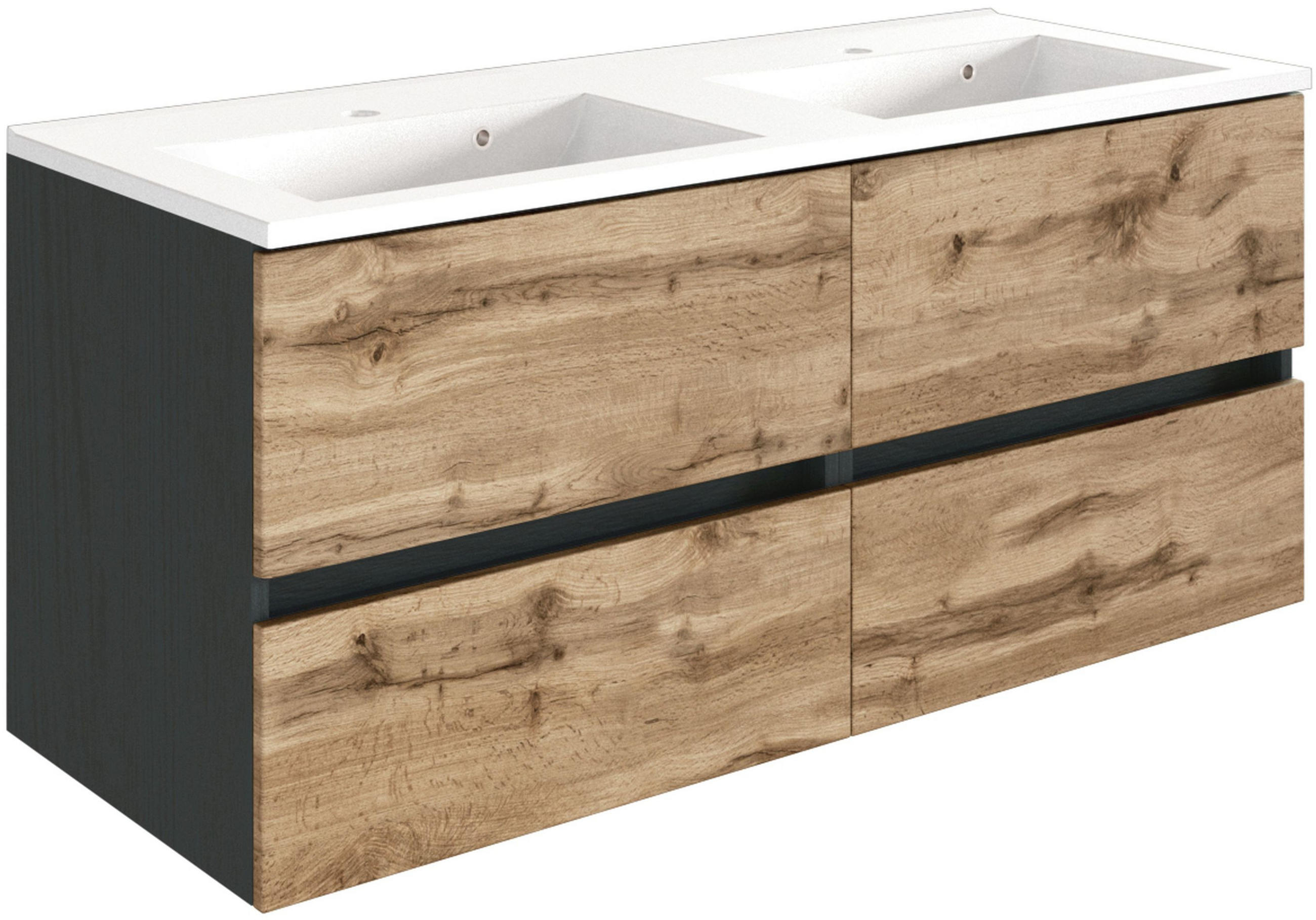 WASCHTISCHKOMBI 120 cm  - Eiche Wotan/Weiß, Design, Holzwerkstoff/Stein (120cm) - Held