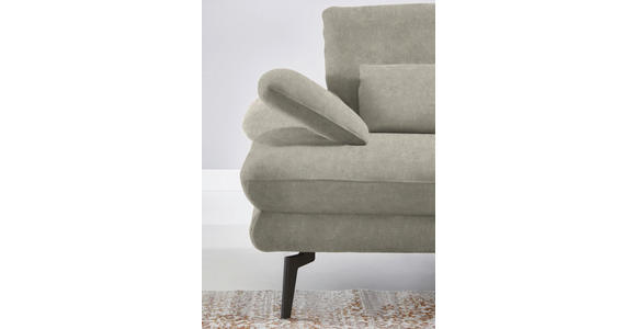 ECKSOFA in Velours Platinfarben 310/180 cm - Platinfarben/Schwarz, Design, Textil/Metall (310/180cm) - Dieter Knoll
