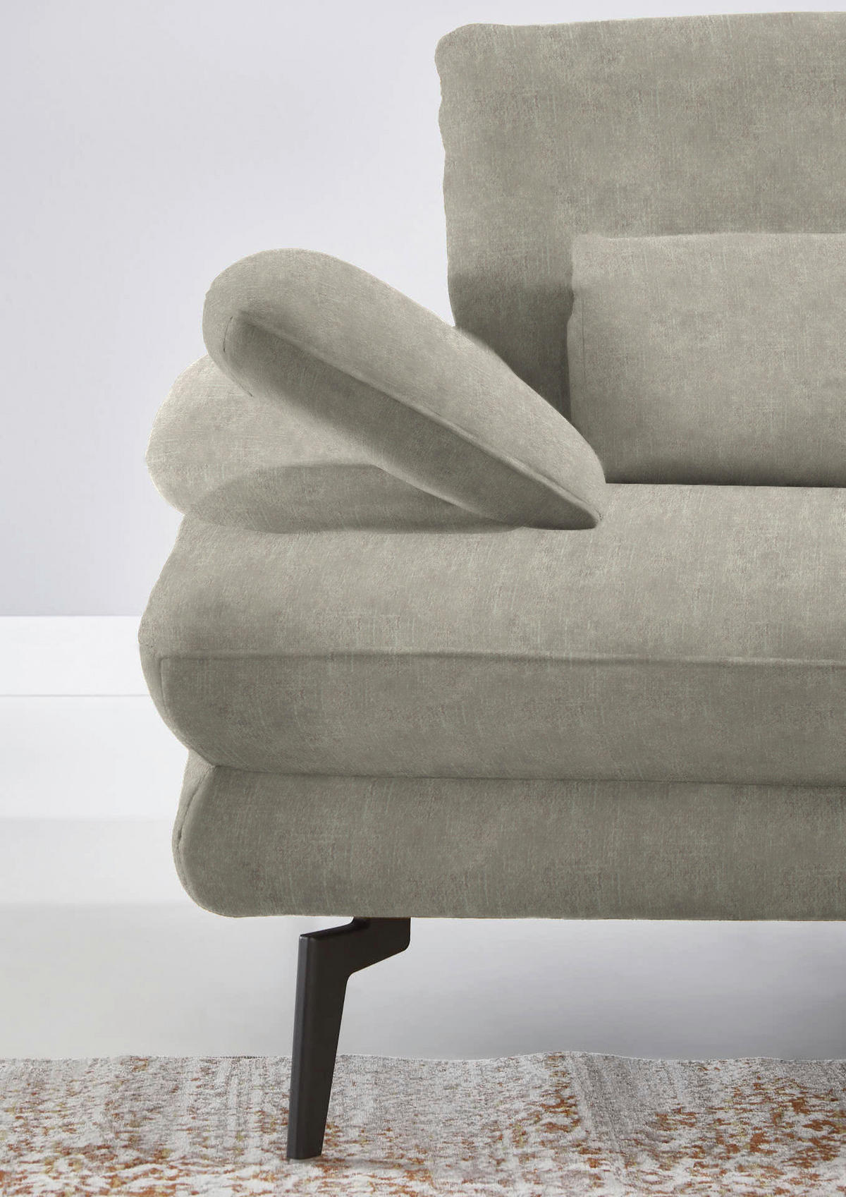 ECKSOFA in Velours Platinfarben  - Platinfarben/Schwarz, Design, Textil/Metall (310/180cm) - Dieter Knoll