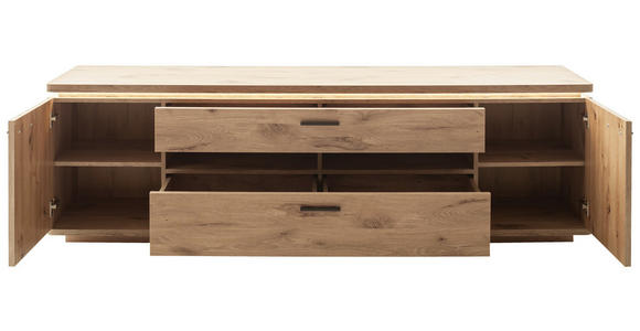 LOWBOARD  in 210/65/50 cm  - Eichefarben/Anthrazit, KONVENTIONELL, Holzwerkstoff/Metall (210/65/50cm) - Cantus