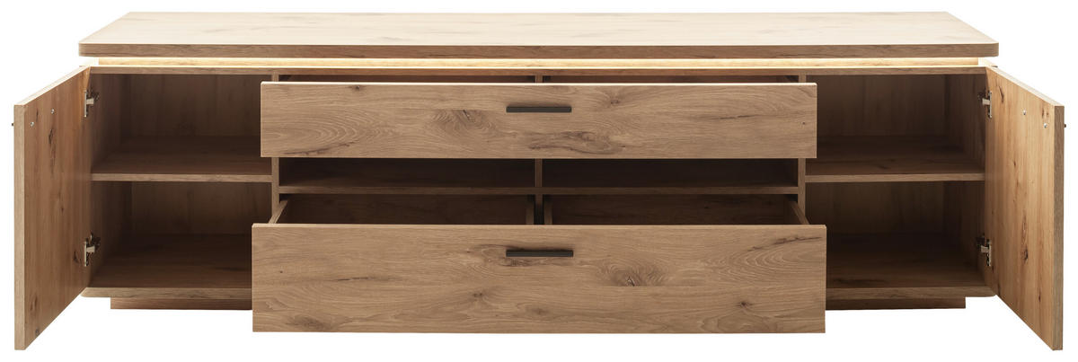 LOWBOARD  in 210/65/50 cm  - Eichefarben/Anthrazit, KONVENTIONELL, Holzwerkstoff/Metall (210/65/50cm) - Cantus