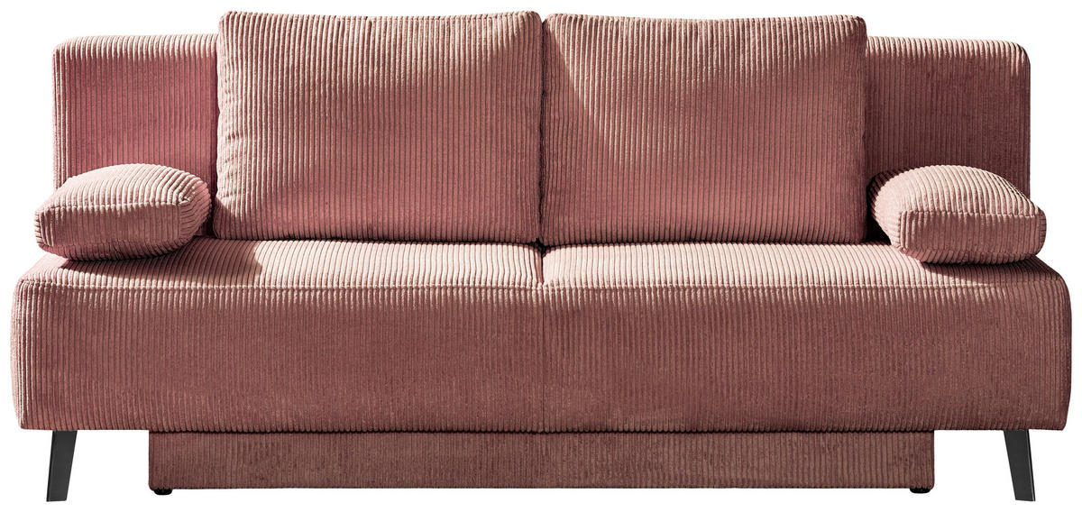 KANAPÉÁGY textil rózsaszín  - fekete/rózsaszín, Modern, textil/fém (193/85/88cm) - Novel