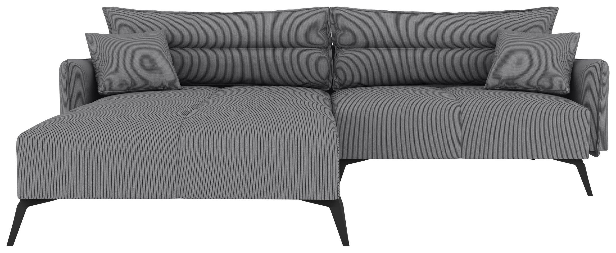 ECKSOFA in Cord Grau  180/253 cm  - Schwarz/Grau, KONVENTIONELL, Textil/Metall (180/253cm) - Carryhome