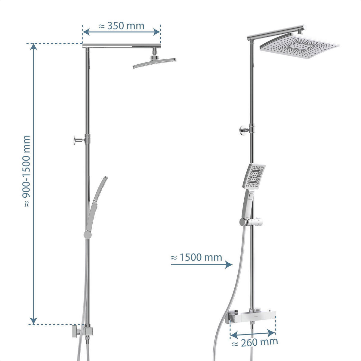 DUSCHARMATUR  - Chromfarben, Design, Metall (150/32/34,5cm) - Schütte