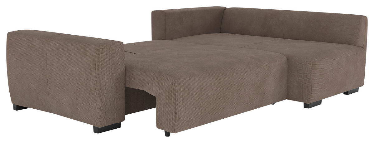 ECKSOFA  in Mikrofaser Taupe  - Taupe/Schwarz, Trend, Kunststoff/Textil (252/170cm) - MID.YOU
