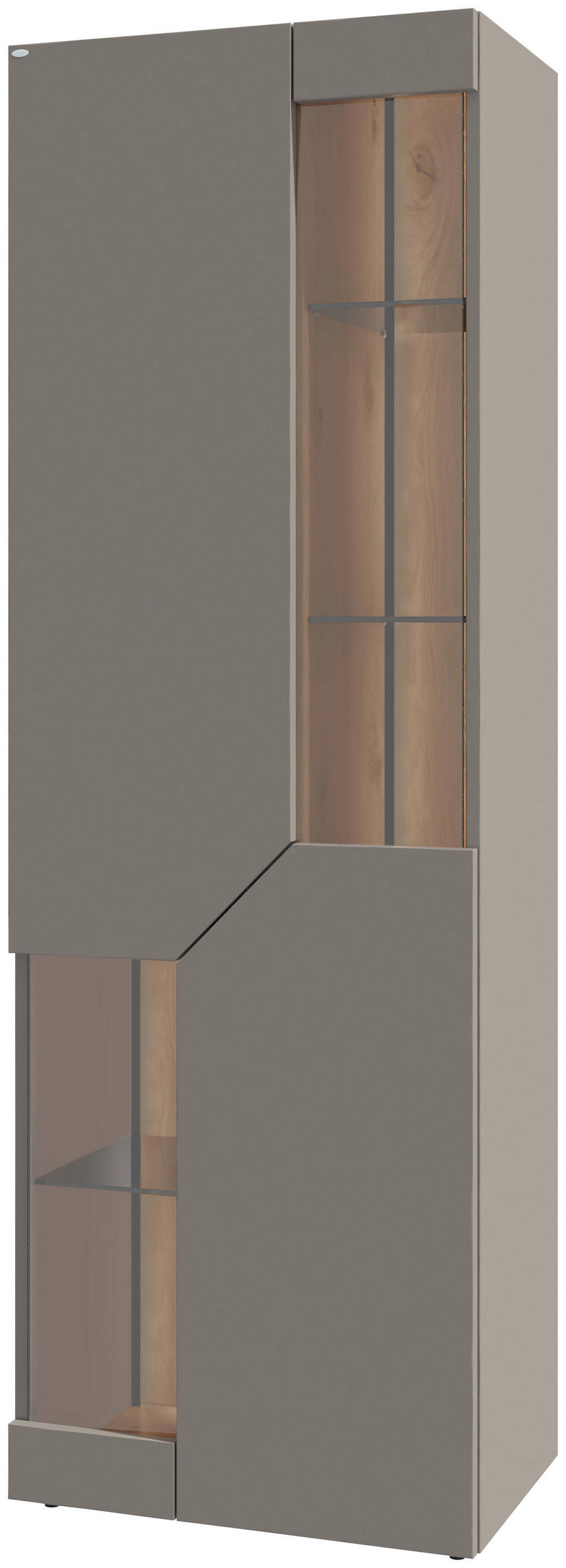 VITRINE Grau, Wildeiche  64/194/43 cm  - Wildeiche/Grau, Design, Glas/Holz (64/194/43cm) - Voglauer