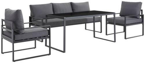 LOUNGESET 4 delar  - svart/grå, Modern, metall/glas (317/67/139cm) - Ambia Garden