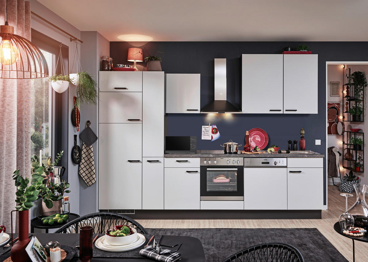 KÜCHENBLOCK   in Graphitfarben, Hellgrau  - Hellgrau/Schwarz, KONVENTIONELL, Holzwerkstoff/Metall - Xora