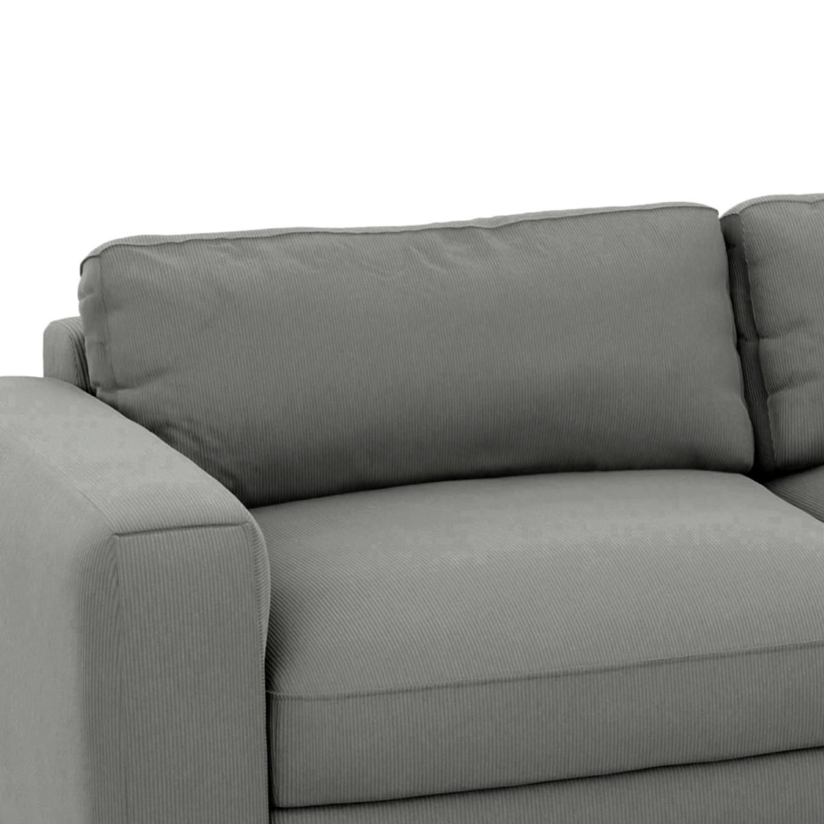 ECKSOFA in Cord Dunkelgrau  - Dunkelgrau/Schwarz, Modern, Textil (303/84/176cm) - Trendmanufaktur