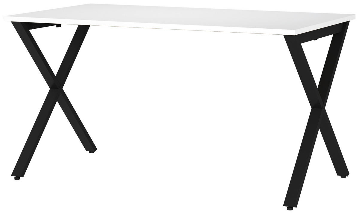 SCHREIBTISCH 140/80/75 cm  in Schwarz, Weiß  - Schwarz/Weiß, MODERN, Holzwerkstoff/Metall (140/80/75cm) - Novel