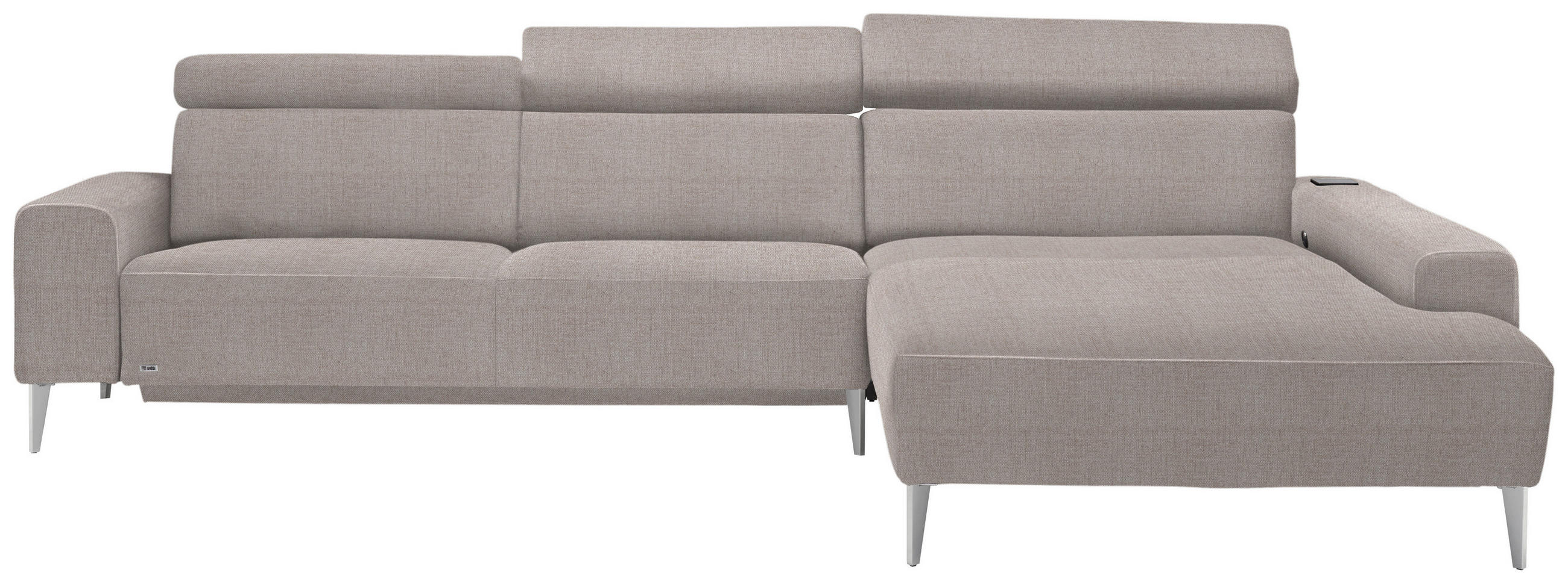 ECKSOFA in Webstoff Naturfarben  308/205 cm  - Alufarben/Naturfarben, Design, Textil (308/205cm) - Sedda