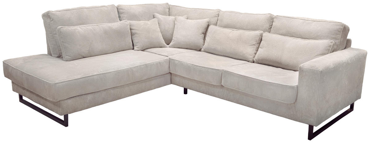 ROHOVÁ SEDAČKA, textil, kompozitní dřevo, béžová - černá/béžová, Konvenční, kov/kompozitní dřevo (284/253cm) - Livetastic