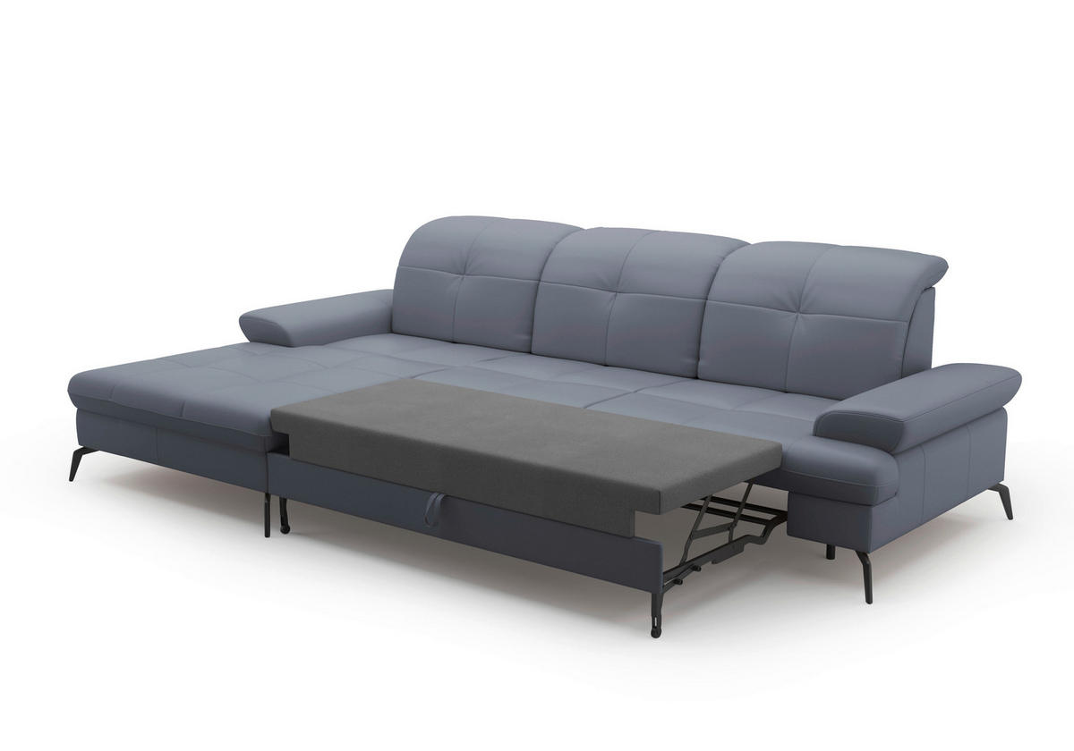 ECKSOFA in Vliesstoff Kombination Echtleder/Stoff Graublau  - Graublau/Schwarz, Konventionell, Leder/Textil (185/279cm) - Sit & More