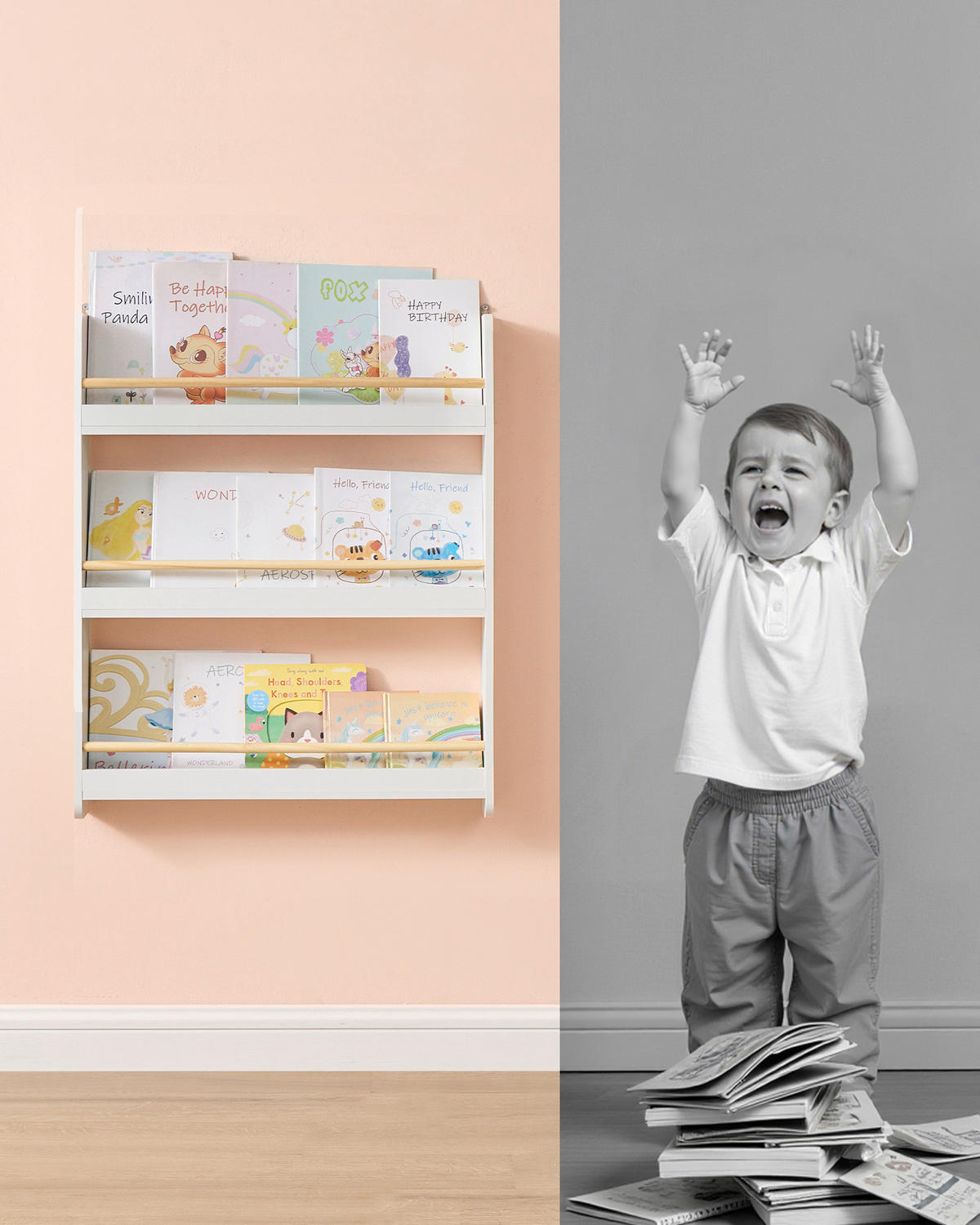 KINDERREGAL 60/75/12 cm  - Naturfarben/Weiß, MODERN, Holz/Holzwerkstoff (60/75/12cm) - MID.YOU