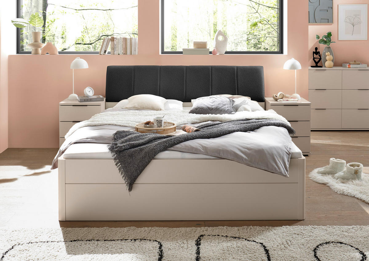 BETT 180/200 cm,  in Graphitfarben, Kaschmir, Bettschubladen,  - Kaschmir/Graphitfarben, KONVENTIONELL (180/200cm) - Boxxx