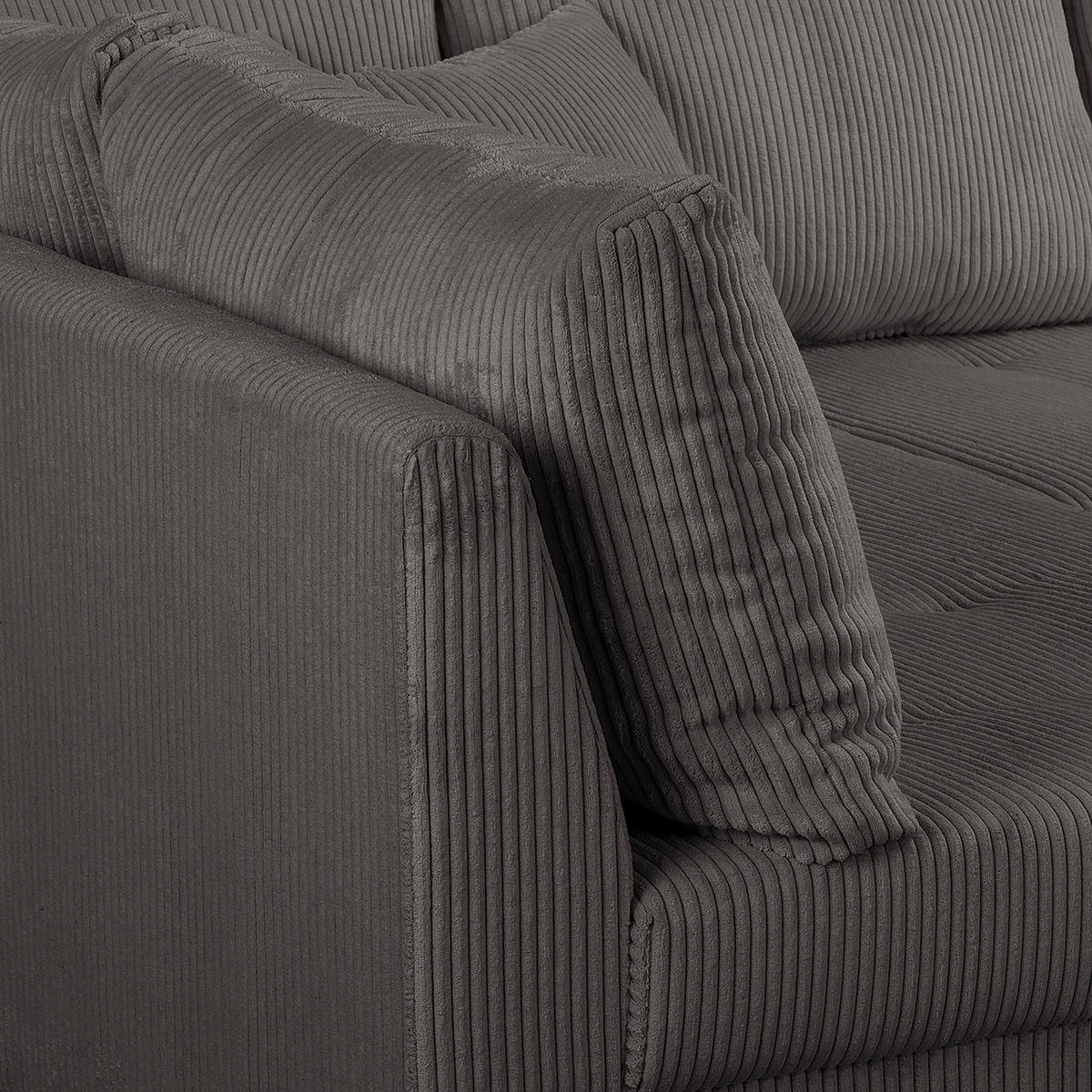 ECKSOFA Ariella Dunkelgrau Cord  - Dunkelgrau/Naturfarben, Design, Holz/Textil (161/231cm) - Livetastic