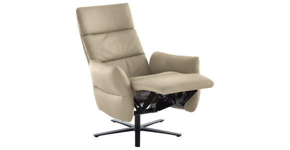 RELAXSESSEL in Leder Ecru  - Ecru/Schwarz, Design, Leder/Metall (82/119/85cm) - Dieter Knoll