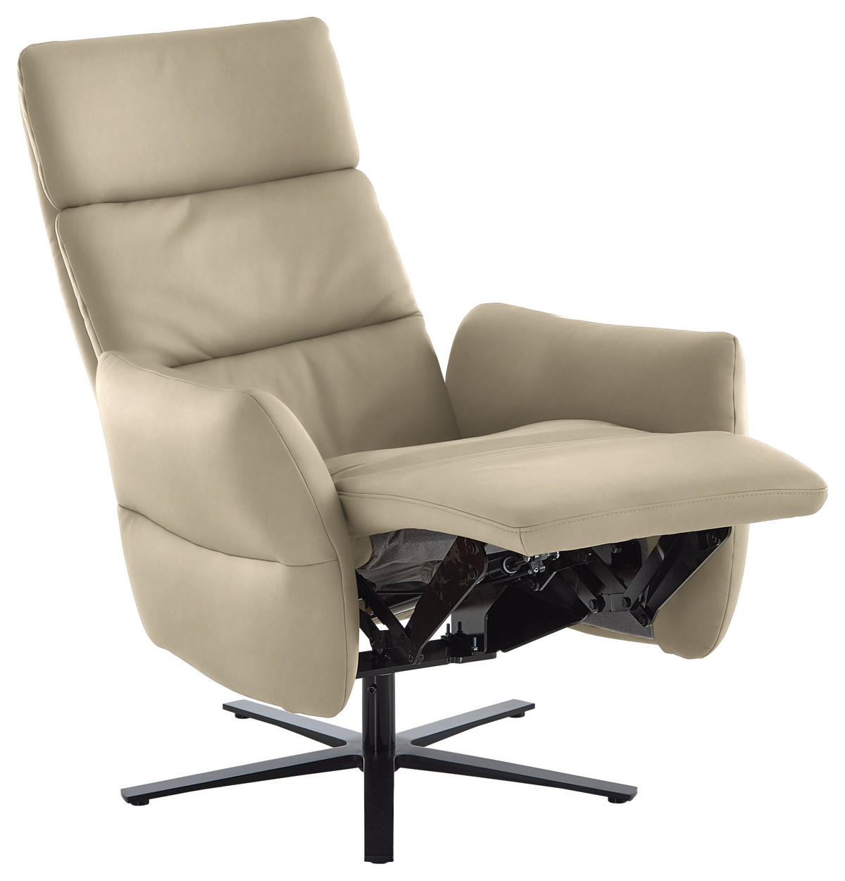 RELAXSESSEL in Leder Ecru  - Ecru/Schwarz, Design, Leder/Metall (82/119/85cm) - Dieter Knoll