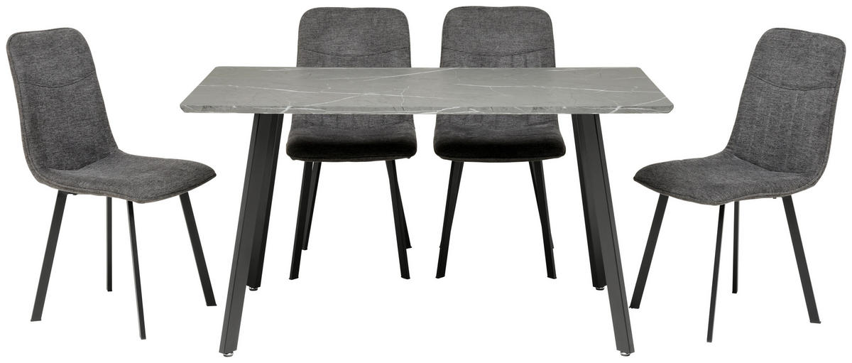 TISCHGRUPPE Grau  - Grau, KONVENTIONELL, Textil/Metall (140/46/75/88/80/57cm) - MID.YOU