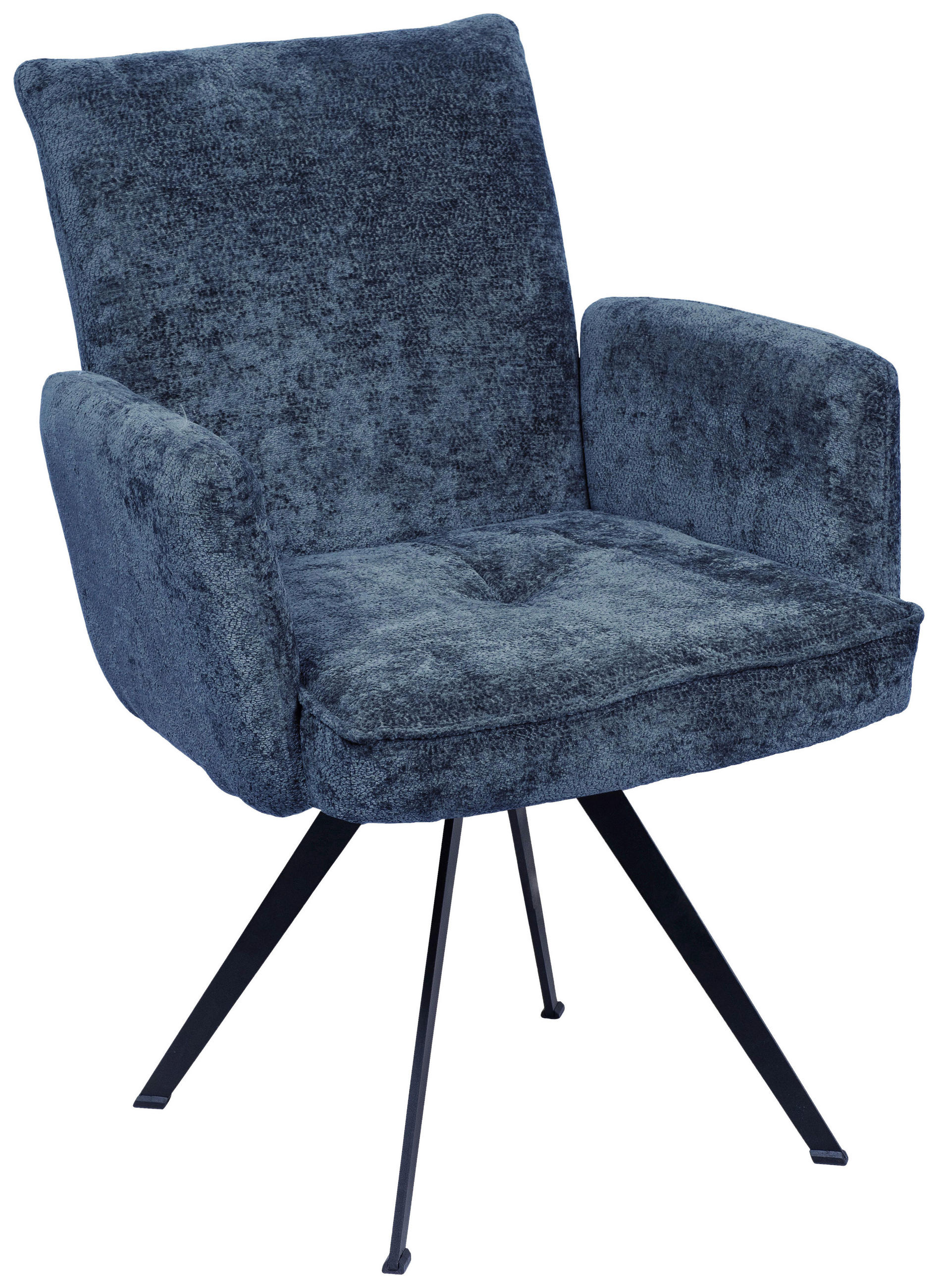 ARMLEHNSTUHL  in Eisen Teddystoff  - Schwarz/Dunkelblau, Design, Textil/Metall (60/65/71cm) - Welnova