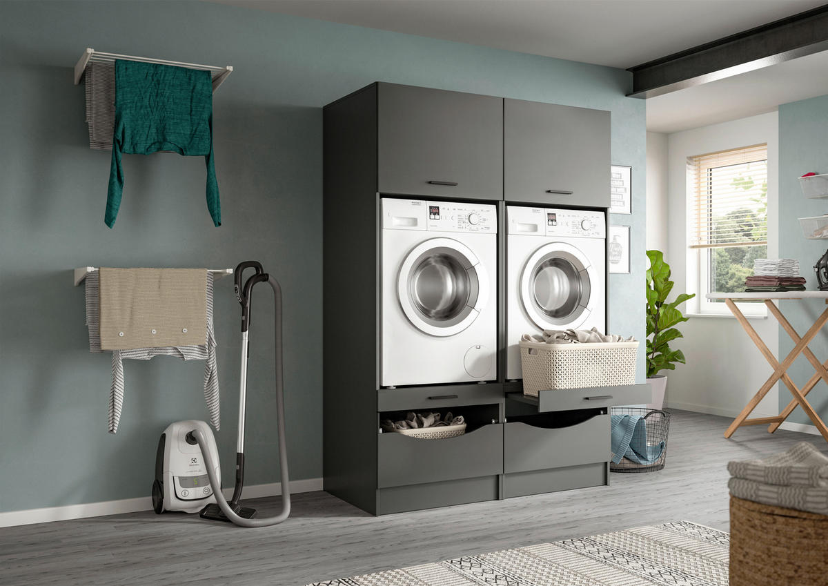 HAUSWIRTSCHAFTSRAUM 133/195/68 cm  in Anthrazit  - Anthrazit, Basics, Holzwerkstoff (133/195/68cm) - MID.YOU