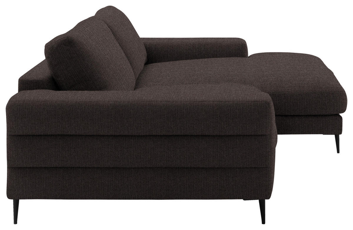 ECKSOFA in Flachgewebe Braun  253/177 cm  - Schwarz/Braun, Design, Textil/Metall (253/177cm) - Dieter Knoll