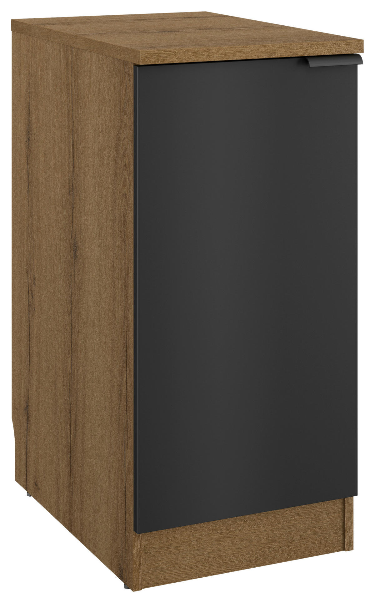 KÜCHENUNTERSCHRANK 40/86/60 cm  in Schwarz, Eichefarben  - Eichefarben/Schwarz, Basics, Holzwerkstoff/Metall (40/86/60cm) - MID.YOU