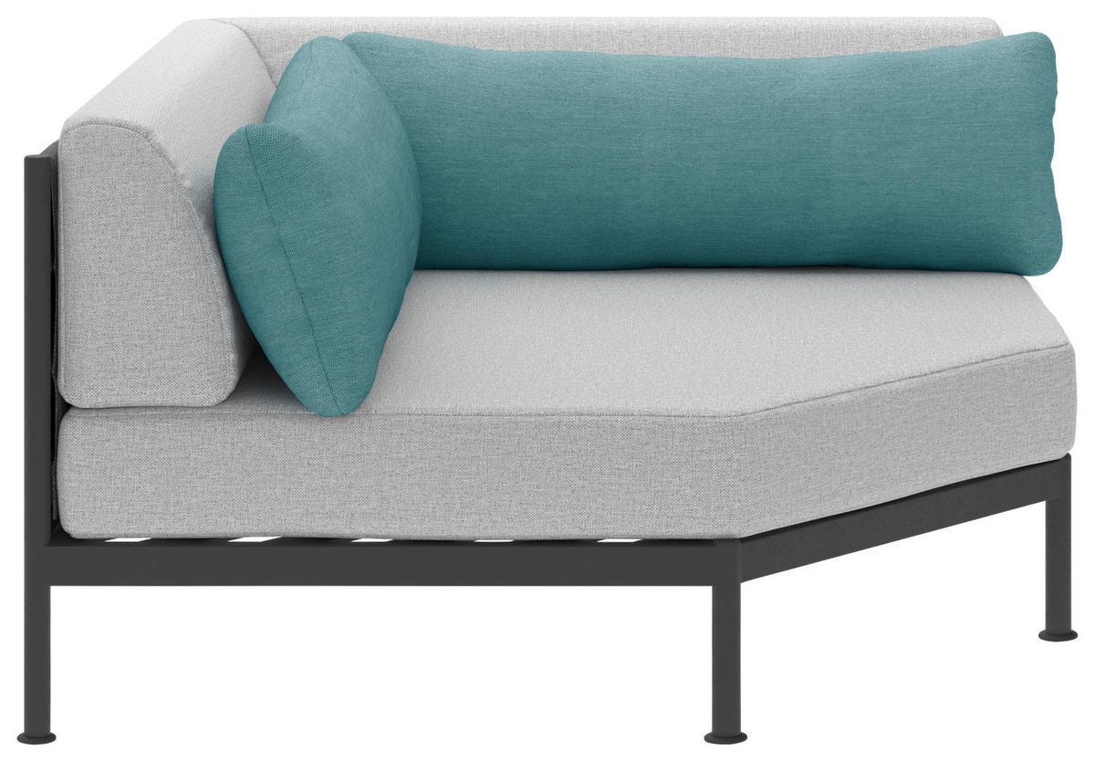 LOUNGEECKTEIL - Anthrazit/Petrol, Design, Textil/Metall (135/74/135cm) - Lomoco
