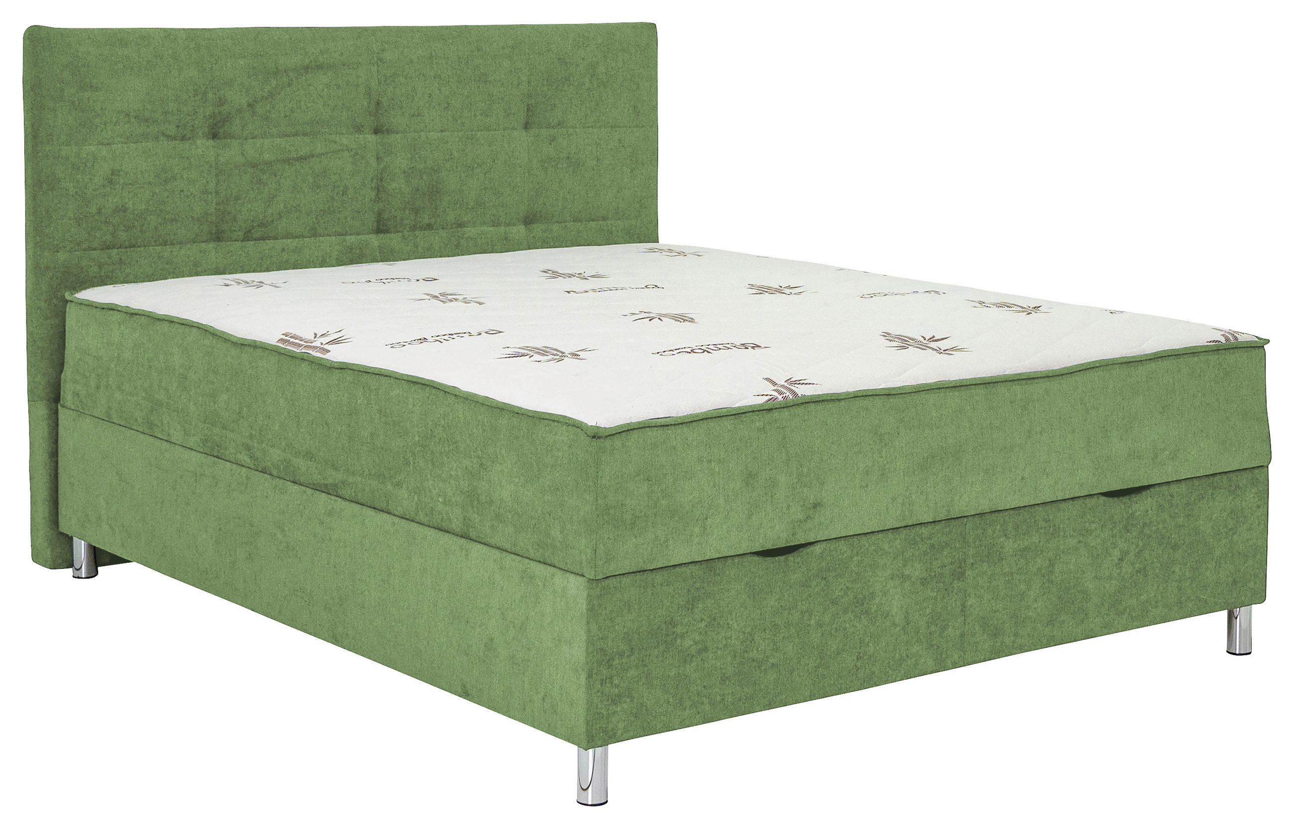 POSTELJA Z VZMETNICO 160 cm   x 200 cm  , kovina, tekstil zelena  - zelena, Konvencionalno, kovina/tekstil (160/200cm) - Ti'me