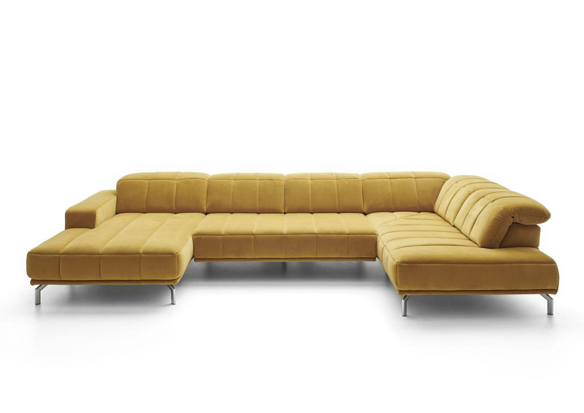 SJEDEĆA GARNITURA tekstil  curry žuta   - curry žuta/crna, Moderno, tekstil (383/98/212cm) - Beldomo Style