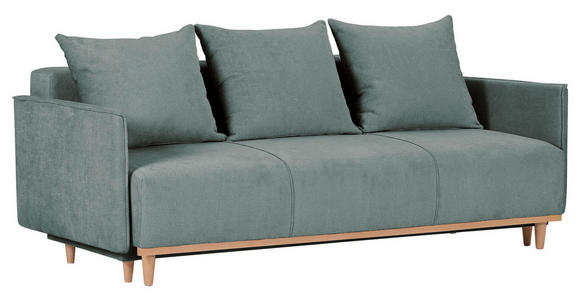 SCHLAFSOFA Chenille Blau, Grün  - Blau/Beige, Design, Holz/Textil (205/75/100cm) - Xora