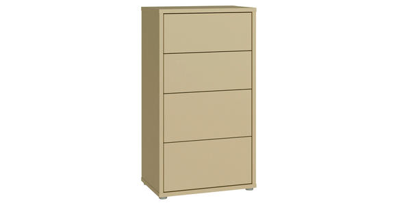 KOMMODE , 55/99/35 cm, 4 Schublade(n)  - Silberfarben/Hellgelb, Trend, Holzwerkstoff/Kunststoff (55/99/35cm) - Carryhome