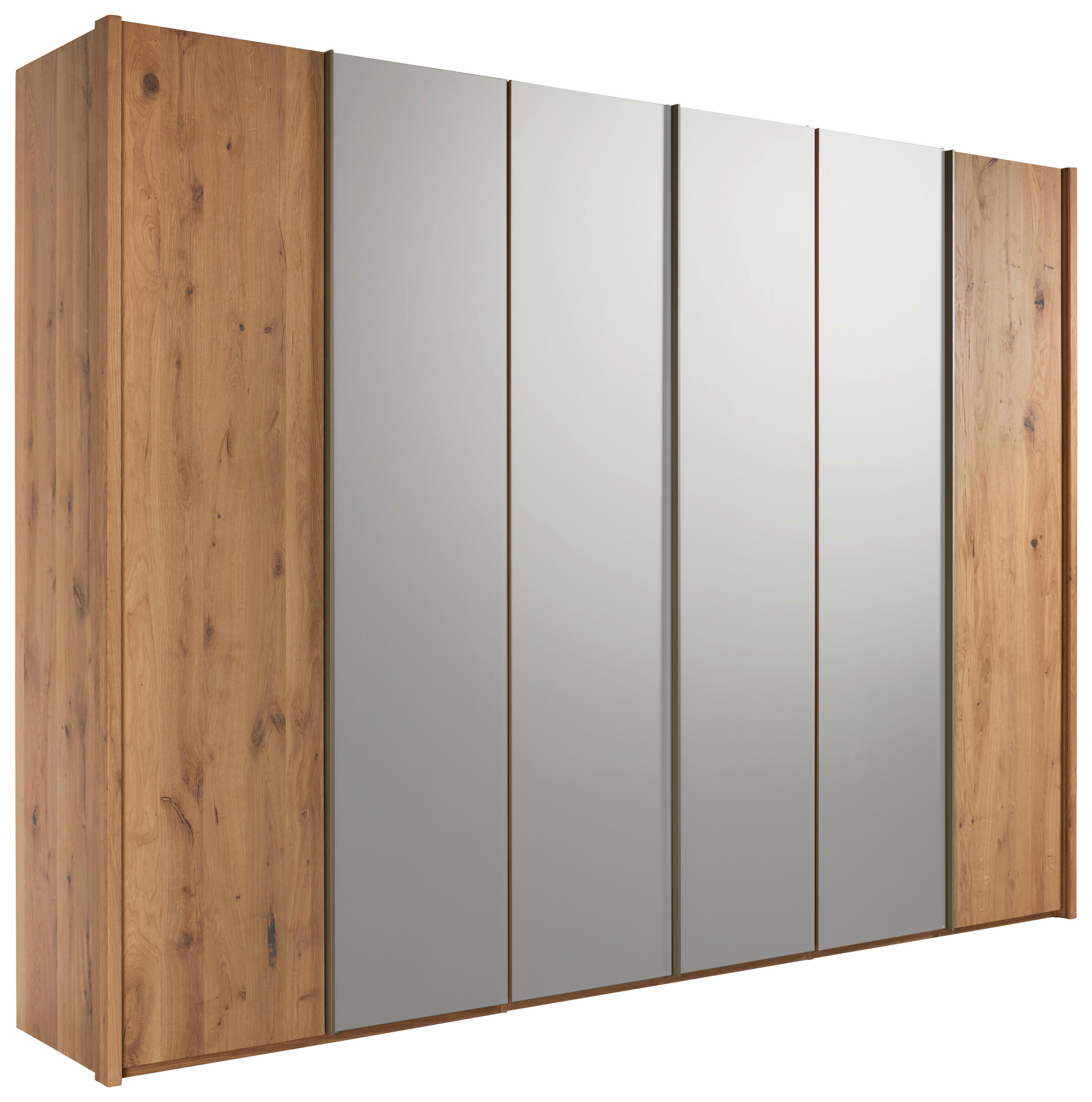 KLEIDERSCHRANK 299/222,3/57 cm 6-türig Silberfarben, Eichefarben, Bronzefarben  - Eichefarben/Silberfarben, Design, Glas/Holz (299/222,3/57cm) - Valdera