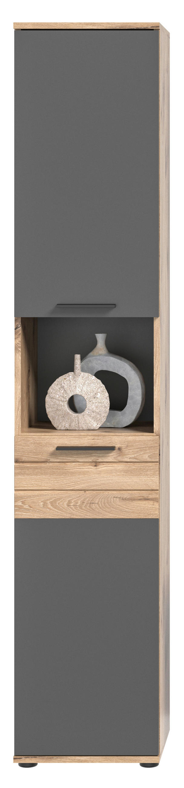 KOPALNICA  siva, barve hrasta  - črna/siva, Moderno, umetna masa/steklo (97cm) - MID.YOU