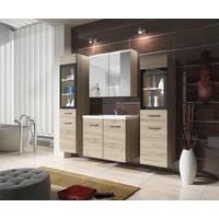 BADEZIMMER 5-teilig  in 120 cm  - Eiche San Remo/Weiß, Basics, Glas/Holzwerkstoff (120cm) - P & B