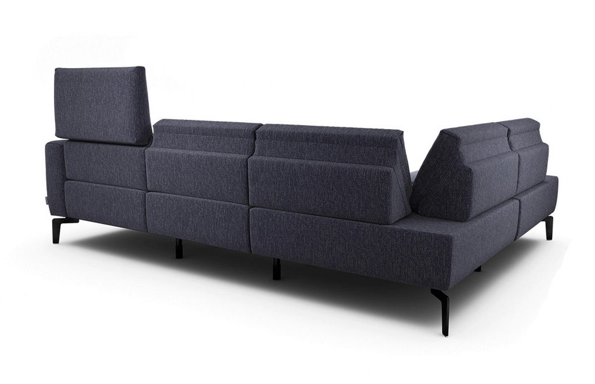 ECKSOFA Cosy Blau Chenille  - Blau/Schwarz, Design, Textil/Metall (193/256cm) - SENSOO
