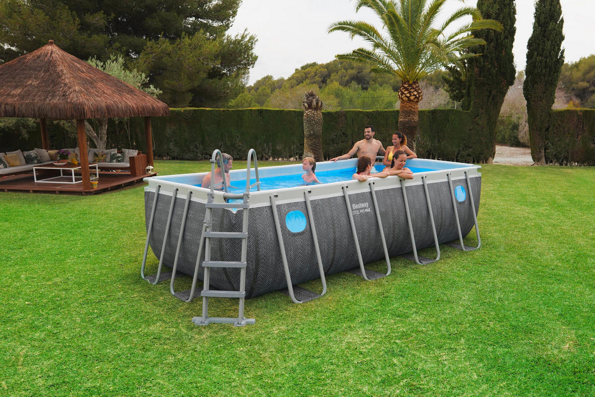 POOL SET 56384  - Blau/Hellblau, KONVENTIONELL, Kunststoff/Metall (488/244/122cm) - Bestway