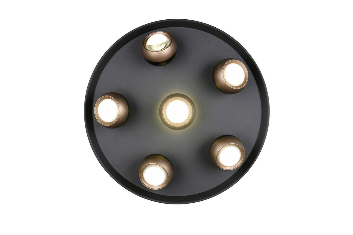 LED-DECKENLEUCHTE 50/13,5 cm   - Schwarz/Braun, LIFESTYLE, Metall (50/13,5cm)