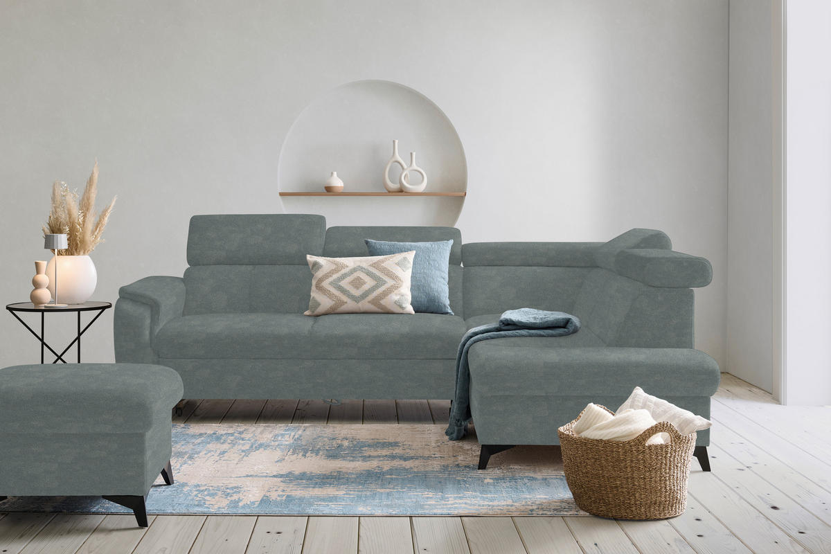 ECKSOFA in Mikrofaser Grau  - Schwarz/Grau, Design, Textil/Metall (260/203cm) - Stylife