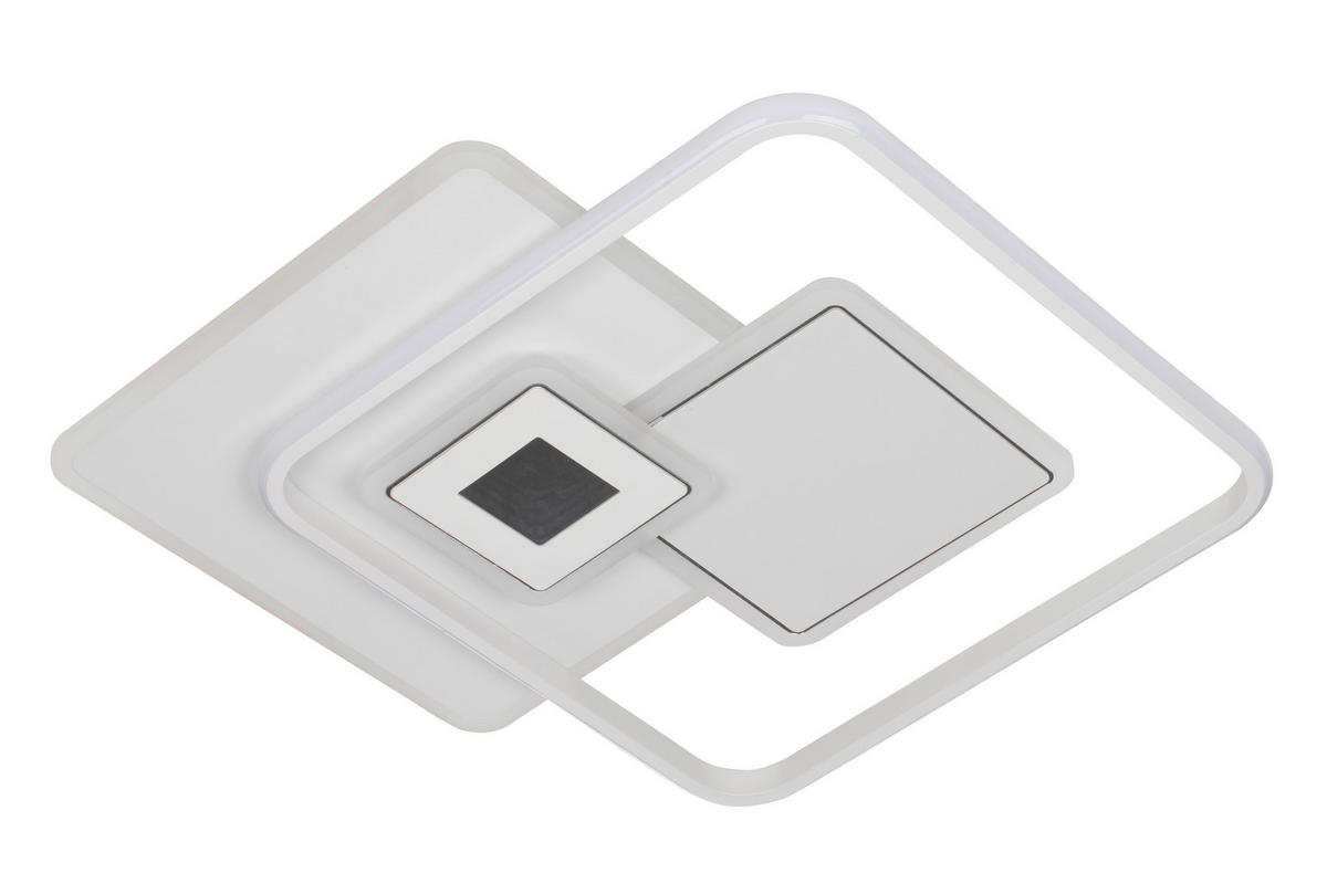 STROPNÉ LED SVIETIDLO, 50,3/50,3/6 cm - biela, Trend, kov/plast (50,3/50,3/6cm) - Novel