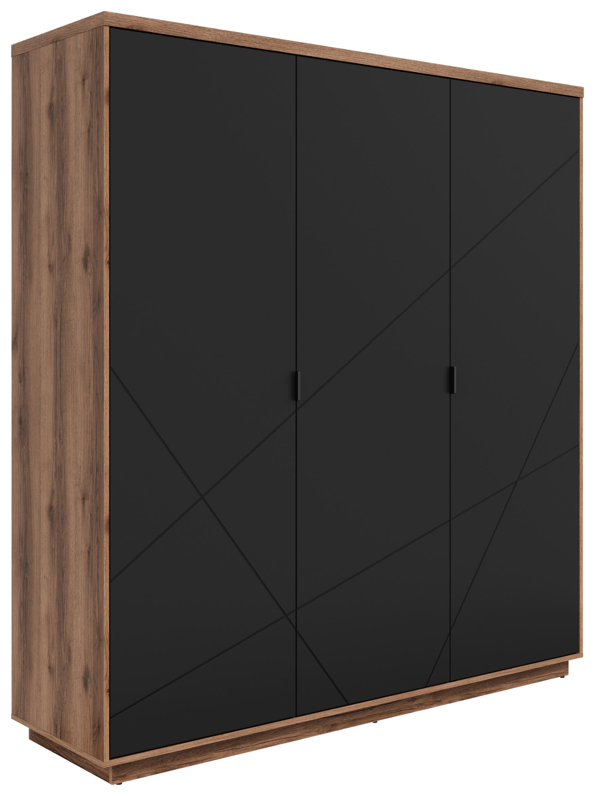 ORMAR S KLASIČNIM VRATIMA crna, boje hrasta   - boje hrasta/crna, Moderno, drvni materijal/metal (180/200,5/56,5cm) - Modern Living