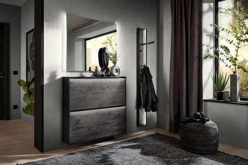 GARDEROBE 3-teilig  in 133/195/20 cm  - Anthrazit, Design, Glas/Holz (133/195/20cm) - Johann Jakob
