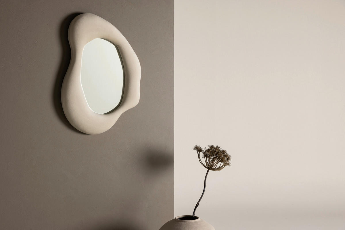 DEKOSPIEGEL - Beige, MODERN, Glas/Textil (49/70/8cm) - Livetastic